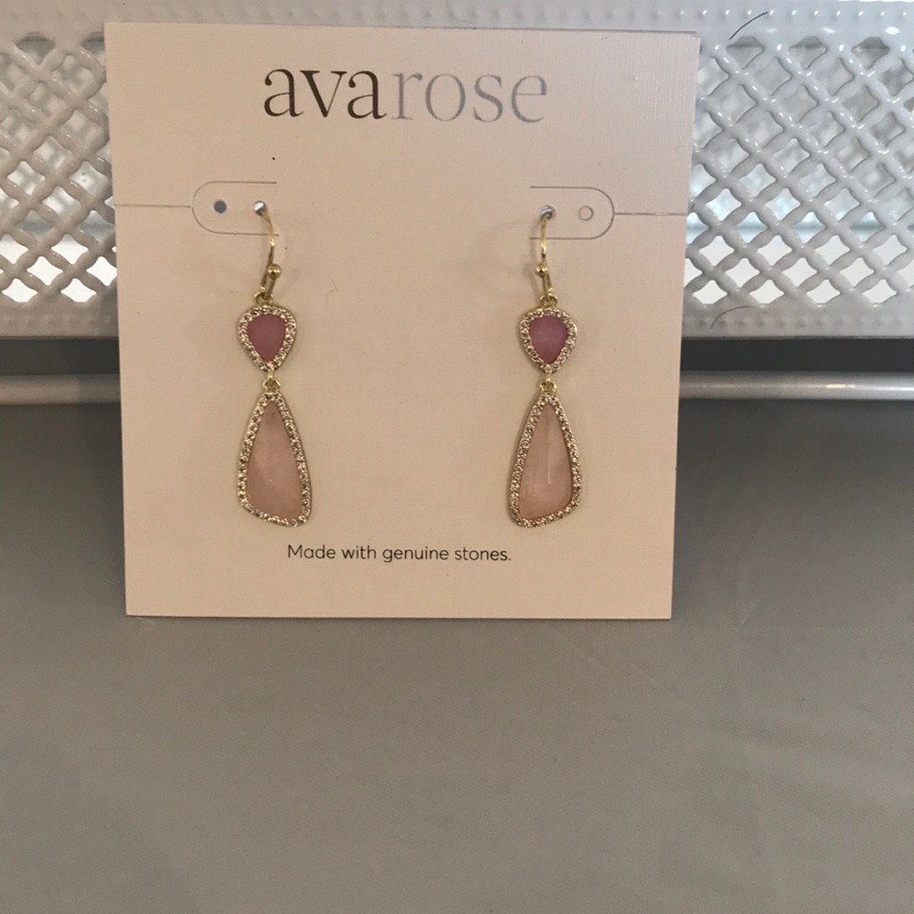 Pink Stone Dangle Earrings